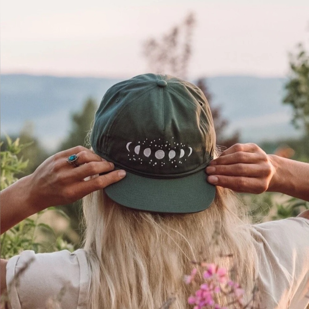 Green Moon Phase Hat - Rachel Pohl Art